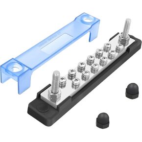 LENKRAD 4 Post Power Distribution Block Bus Bar with Cover, 4 x 10/32" Posts, 4 Terminal Bus Bars, 100 Amp Battery Terminal Distribution Block