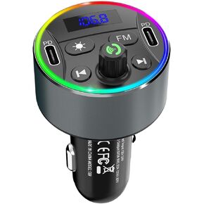 جهاز إرسال Ankilo Bluetooth 5.0 FM للسيارة، شاحن سيارة سريع PD مزدوج 20 وات، محول صوت السيارة اللاسلكي، يدعم Siri Google Assitant، قرص U، بطاقة SD، مجموعة مكالمات بدون استخدام اليدين in Kuwait