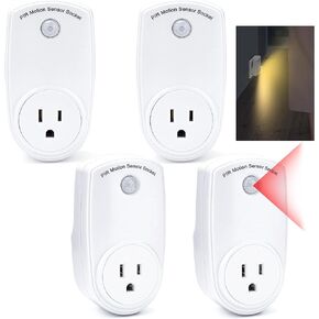 4 قطع من منافذ مستشعر الحركة، مقبس ضوء مستشعر الحركة PIR، مقبس ذكي للتحكم في الإضاءة الداخلية، زاوية واسعة 120 درجة ونطاق 19.7 قدم، مفتاح قابس مخرج كهربائي للغرف والممرات والكراجات in Kuwait