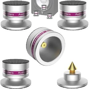 HiFi Speaker Spikes IF03B by Audiocrast, Speaker Vibration Dampener Stand Feet Pads Shock Absorber Isolation Pucks, Speaker Resonance Reducer with Non-Slip Mat for Turntable Amp CD DAC Recorder