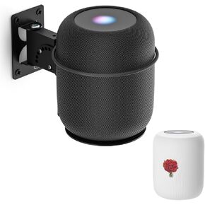 حامل مكبر صوت قابل للتعديل لجهاز Homepod 2 دعامة تثبيت على الحائط مع غطاء مقاوم للغبار متوافق مع حامل Homepod الجيل الثاني - حامل مكبر صوت عالي التحمل لرف تثبيت Homepod الجيل الثاني، أسود