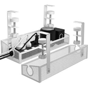 Under Desk Cable Management Tray Black, No Drill Desk Cable Management Organizer with Clamp for Desk Wire Management, PC Cord Organizer Accessories & Workspace Organizers for Office, Home(2 Pack) in Kuwait