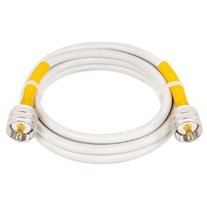 MOOKEERF PL259 CB كابل محوري 15 قدم، كابل RG8x UHF ذكر PL-259، كابل هوائي بحري أبيض PVC، كابل قفز 50 أوم UHF لراديو CB، راديو هام، محلل الهوائي، حمل الدمية ومقياس SWR