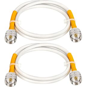 كابل محوري MOOKEERF CB، كابل محوري بحري أبيض بطول 25 قدمًا RG8X PVC، UHF PL259 موصل ذكر إلى ذكر لـ CB وHAM وراديو VHF ومقياس SWR/محلل الهوائي in Kuwait