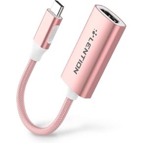 LENTION 4K@60Hz USB C to HDMI Adapter,Thunderbolt 3/4 to HDMI Adapter,HDMI to USB-C Adapter,USB-C Compatible 2023-2016 MacBook Pro,New iPad/Surface/Mac Air,Galaxy,Pixelbook,XPS etc(CU607,Rose Gold)