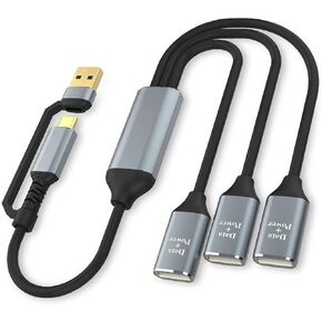 محول كابل USB C ذكر إلى ثلاثة USB أنثى، 2 في 1 USB A وUSB C ذكر إلى 3 أنواع A 2.0 OTG Splitter Dongle سلك محول موصل متعدد المحور لأجهزة MacBook، iPad Pro Air، Microsoft Surface Go in Kuwait
