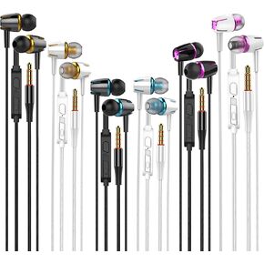 6Pack Earbuds Headphones Wired with Microphone，in-Ear Earbuds,Noise Isolating,Powerful Heavy Bass, Earphones Compatible with iPhone, iPod, iPad, MP3, Laptops, and Most 3.5mm Jack