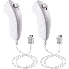 2 Pack Wii Nunchuck Controllers, Nunchuk Remote Jostick Game Controller Replacement for Wii Wii U Video Game Console Black