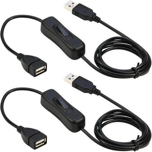 RIITOP USB Extension Cable With ON/OFF Switch - Male to Female Support (Data and Power) for Headset, LED Strips [3.3ft, 2-Pack] in Saudi Arabia