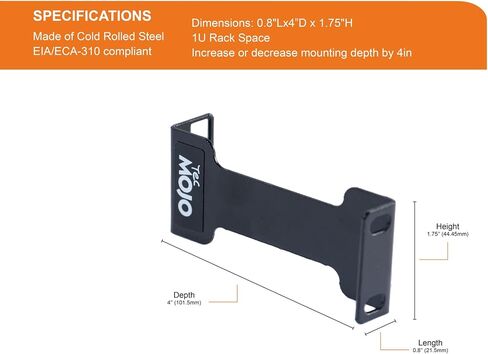 Tecmojo Server Rack Rail Depth Adapter/Extender - 1U - 4in / 10 cm - TAA Compliant - Recessed Rack Adapter - Rack Mount Adapter Kit - Network Rack Extender in Kuwait