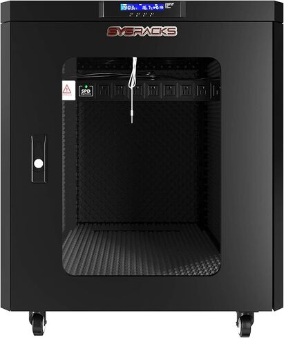 Sysracks 18U 35 بوصة عمق خزانة خادم عازلة للصوت، خزانة خادم هادئة، رف خادم صوتي صامت يصل إلى 36٪ للحد من الضوضاء in Kuwait