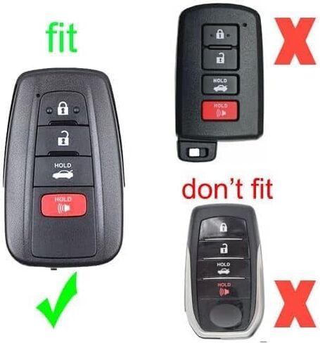 2Pcs Black Rubber Silicone 4 Buttons Smart Key Fob Cover Case Protector Keyless with Keychain Compatible with Toyota Corolla Highlander Camry Rav4 2019 2020 2021 in Kuwait