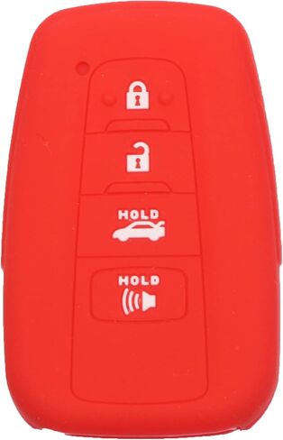 kcpros 2 قطعة سيليكون مطاطي 4 أزرار غطاء غطاء مفتاح ذكي بدون مفتاح مع سلسلة مفاتيح متوافقة مع تويوتا كورولا هايلاندر كامري Rav4 2019 2020 2021 أسود أزرق in Kuwait