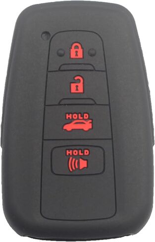 2Pcs Black Rubber Silicone 4 Buttons Smart Key Fob Cover Case Protector Keyless with Keychain Compatible with Toyota Corolla Highlander Camry Rav4 2019 2020 2021 in Kuwait