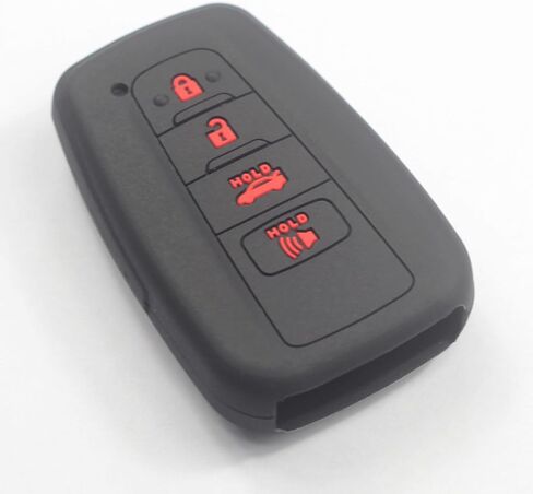 2Pcs Black Rubber Silicone 4 Buttons Smart Key Fob Cover Case Protector Keyless with Keychain Compatible with Toyota Corolla Highlander Camry Rav4 2019 2020 2021 in Kuwait