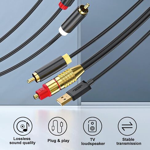 كابل تحويل الصوت الرقمي إلى التناظري من eppfun AV300، SPDIF رقمي/بصري ومحوري إلى تناظري L/R RCA وكابل صوت ستيريو AUX 3.5 مم لأجهزة Xbox/PS4/PS5/TV/ستيريو منزلي in Saudi Arabia