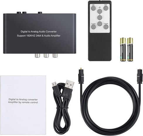 Neoteck 192kHz Digital to Analog Audio Converter with IR Remote Control, DAC Converter Digital Coaxial Toslink Optical to Analog Stereo L/R RCA 3.5mm Audio Adapter Support Volume Control/Mute/Power in Saudi Arabia