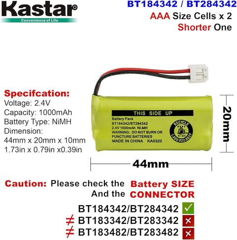 Kastar 2-Pack BT184342 / BT284342 Battery Replacement for Clarity 50613.002 D603 D613 D613C D613HS D702 D702HS, GE 25210 2-5210 25250 2-5250 25423 2-5423 25424 2-5424 25425 2-5425 27902 2-7902 in Saudi Arabia