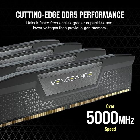ذاكرة الوصول العشوائي CORSAIR Vengeance DDR5 بسعة 32 جيجابايت (2 × 16 جيجابايت) وسرعة 6000 ميجاهرتز CL30 Intel XMP iCUE المتوافقة مع الكمبيوتر - أسود (CMK32GX5M2B6000C30) in Kuwait