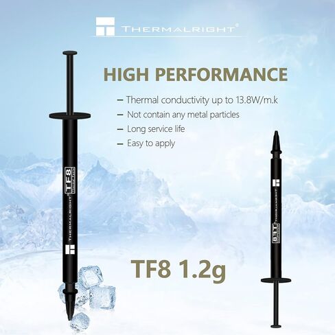 معجون حراري Thermalright TF8 1.2 جرام، معجون حراري عالي الأداء لتبريد جميع المعالجات، معجون بالوعة الحرارة عالي المتانة 12.8 وات/م. بطاقات الرسومات والمشتتات الحرارية في أجهزة الكمبيوتر وأجهزة التحكم in Saudi Arabia