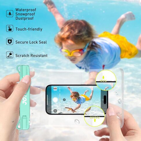 JOTO 2 Pack Large Waterproof Phone Pouch Bag, IPX8 Big Underwater Dry Bag with Lanyard for iPhone 15 14 Pro Max, Galaxy S24 S23 Ultra, Airpods Cash Credit Card, Beach Essentials -Black in Kuwait