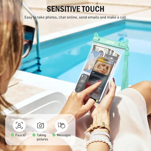 JOTO 2 Pack Large Waterproof Phone Pouch Bag, IPX8 Big Underwater Dry Bag with Lanyard for iPhone 15 14 Pro Max, Galaxy S24 S23 Ultra, Airpods Cash Credit Card, Beach Essentials -Black in Kuwait