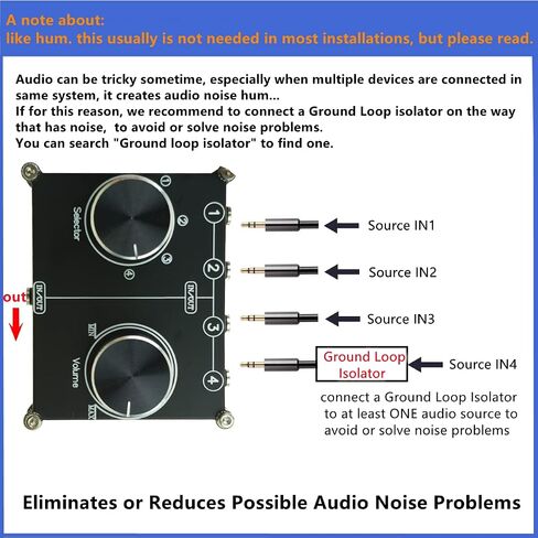 2-Way Stereo L/R RCA Switch Selector 2 in 1 Out Audio Passive Signal Switcher Splitter Box in Saudi Arabia