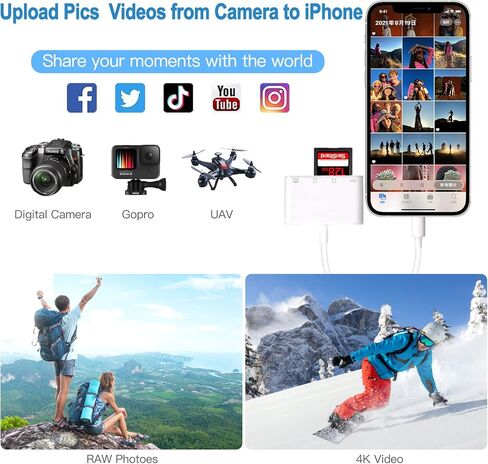 قارئ بطاقة SD لـ آيفون/آيباد 4 في 1 قارئ بطاقة الذاكرة SD/مايكرو SD قارئ بطاقة الذاكرة in Kuwait