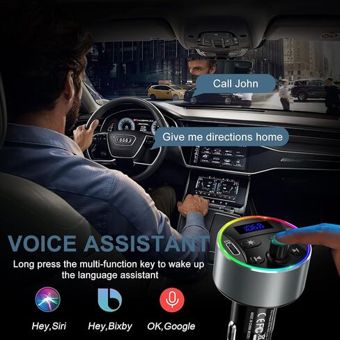 Ankilo Bluetooth 5.0 FM Transmitter for Car, Dual PD 20W Fast Car Charger, Wireless Car Audio Adapter, Support Siri Google Assitant, U Disk, SD Card, Hands-Free Calls Kit in Saudi Arabia