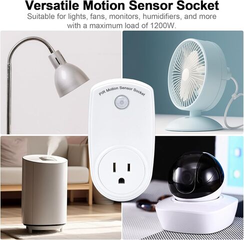 4 قطع من منافذ مستشعر الحركة، مقبس ضوء مستشعر الحركة PIR، مقبس ذكي للتحكم في الإضاءة الداخلية، زاوية واسعة 120 درجة ونطاق 19.7 قدم، مفتاح قابس مخرج كهربائي للغرف والممرات والكراجات in Kuwait