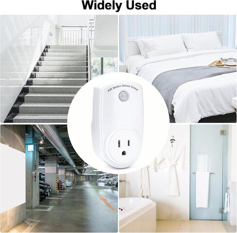 4 قطع من منافذ مستشعر الحركة، مقبس ضوء مستشعر الحركة PIR، مقبس ذكي للتحكم في الإضاءة الداخلية، زاوية واسعة 120 درجة ونطاق 19.7 قدم، مفتاح قابس مخرج كهربائي للغرف والممرات والكراجات in Kuwait