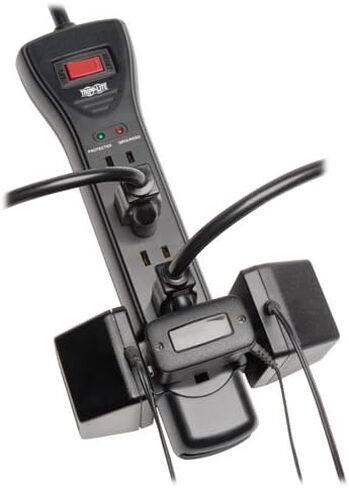 شريط الطاقة Tripp Lite SUPER7B ذو 7 منافذ للحماية من زيادة التيار، سلك بطول 7 أقدام، قابس الزاوية اليمنى، 2160 جول، أسود، وتأمين بقيمة 75,000 دولار in Kuwait