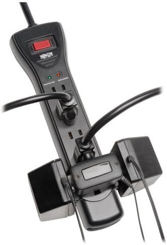 شريط الطاقة Tripp Lite SUPER7B ذو 7 منافذ للحماية من زيادة التيار، سلك بطول 7 أقدام، قابس الزاوية اليمنى، 2160 جول، أسود، وتأمين بقيمة 75,000 دولار in Kuwait