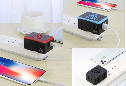 محول السفر العالمي واقي التيار 3 منافذ USB + منفذ واحد من النوع C (20 وات كحد أقصى) / مقابس تيار متردد متعددة NANOLAKE، مقابس لأكثر من 150 دولة الولايات المتحدة الأمريكية/الاتحاد الأوروبي/المملكة المتحدة/أستراليا إلخ. FCC، CE RoHS، مصراع أمان/مصراع أمان 2 in Kuwait