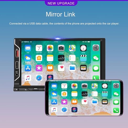 SIXWIN ستيريو سيارة مزدوج الدين مع Carplay لاسلكي Android Auto 7 بوصة تعمل باللمس راديو السيارة مع مشغل الوسائط المتعددة بلوتوث مع كاميرا احتياطية سيارة MP5 لاعب FM مرآة وصلة التحكم في عجلة القيادة in Saudi Arabia