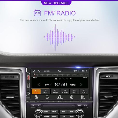 SIXWIN ستيريو سيارة مزدوج الدين مع Carplay لاسلكي Android Auto 7 بوصة تعمل باللمس راديو السيارة مع مشغل الوسائط المتعددة بلوتوث مع كاميرا احتياطية سيارة MP5 لاعب FM مرآة وصلة التحكم في عجلة القيادة in Saudi Arabia