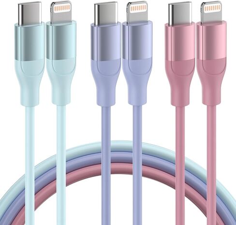 iPhone Charger Fast Charging, USB C to Lightning Cable 3 Pack 6 FT [MFi Certified] iPhone Cable Type C to Lightning Cable Fast Charging Cord Compatible with iPhone 14 13 12 11 Pro Max X Plus and More in Kuwait