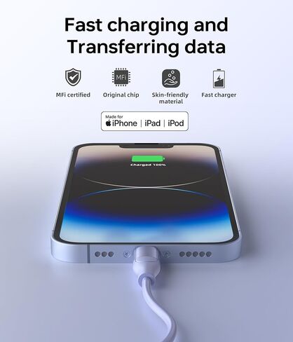 iPhone Charger Fast Charging, USB C to Lightning Cable 3 Pack 6 FT [MFi Certified] iPhone Cable Type C to Lightning Cable Fast Charging Cord Compatible with iPhone 14 13 12 11 Pro Max X Plus and More in Kuwait