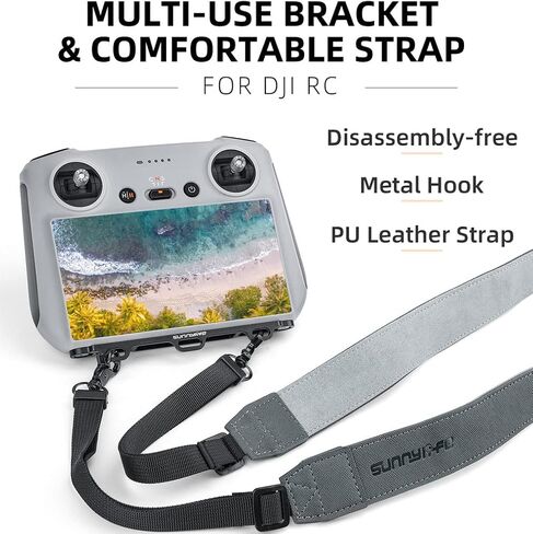 Xmipbs Adjustable Strap for DJI RC Controller Accessories, PU Leather Shoulder Lanyard Neck Strap with CNC Aluminum Alloy Buckle for DJI Mavic Mini 3 Pro, No Disassembly in Saudi Arabia