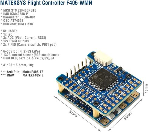 MATEK F405-WMN F405 وحدة التحكم في الطيران STM32F405RGT6 OSD Blackbox 132A Current Sense 2-6S Lipo لـ FPV الثابتة الجناح بدون طيار DIY الملحقات أجزاء ... in Saudi Arabia