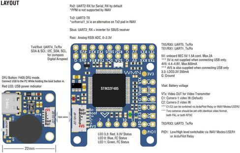 MATEK F405-WMN F405 وحدة التحكم في الطيران STM32F405RGT6 OSD Blackbox 132A Current Sense 2-6S Lipo لـ FPV الثابتة الجناح بدون طيار DIY الملحقات أجزاء ... in Saudi Arabia