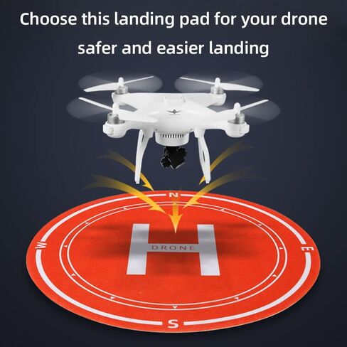 MarsHopper Drone Landing Pad 23 بوصة، داخلي | قابل للطي | محمول لطائرة هليكوبتر بدون طيار RC، طائرة PVB بدون طيار، DJI Mavic Pro Phantom 2/3/4/ Pro، Antel Robotic، 3DR Solo Drone (برتقالي) in Kuwait