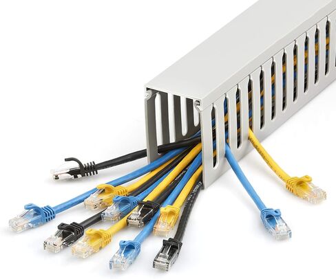 StarTech.com مسار إدارة الكابلات ذو الفتحة المفتوحة مع غطاء، 2 بوصة (50 مم) عرض × 1 بوصة (25 مم) ارتفاع - 6.5 قدم (2 م) طول - فتحات 1/4 بوصة (8 مم)، مخفي كابل الشبكة PVC / قناة سلك الحائط، الحد الأقصى 25 كابلًا، مدرج في قائمة UL (CBMWD5025) in Saudi Arabia
