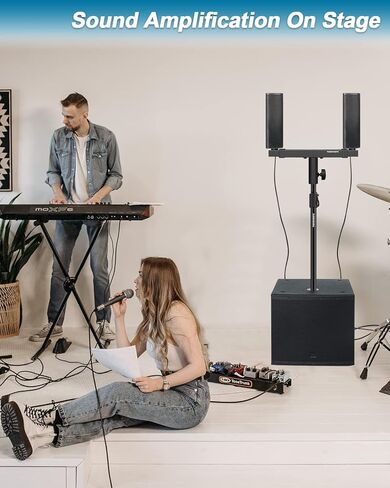 Vondynote حامل مكبر صوت مزدوج حامل شوكة تثبيت قابل للتعديل مع عمود مكبر صوت متعدد لمضخم الصوت مع تعديل الارتفاع in Kuwait