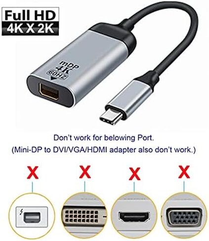 cablecc USB-C Type C to Displayport Monitor DP Cable Adapter 4K 2K 60hz for Tablet & Phone & Laptop in Kuwait