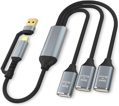 محول كابل USB C ذكر إلى ثلاثة USB أنثى، 2 في 1 USB A وUSB C ذكر إلى 3 أنواع A 2.0 OTG Splitter Dongle سلك محول موصل متعدد المحور لأجهزة MacBook، iPad Pro Air، Microsoft Surface Go in Kuwait