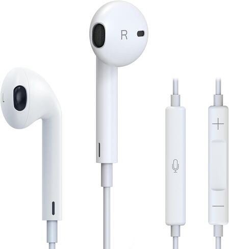 Aolcev Wired Earbuds for iPhone, in-Ear Headphones Compatible with iPhone 12/12 Mini/Pro/Pro max, Earphones with Multi-Function Button for Music, Calls, and Volume Control, Headset with Mic, White in Kuwait