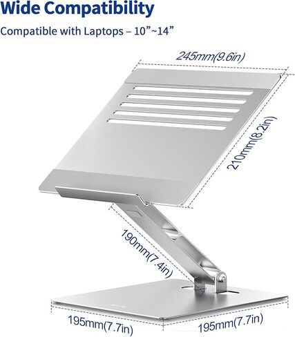 BESIGN LSX5 Aluminum Laptop Stand, Ergonomic Adjustable Notebook Stand, Riser Holder Computer Stand Compatible with Air, Pro, Dell, HP, Lenovo More 10-14" Laptops (Silver) in Kuwait