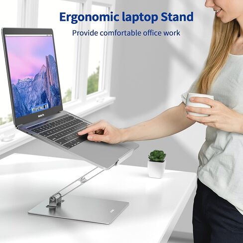 BESIGN LSX5 Aluminum Laptop Stand, Ergonomic Adjustable Notebook Stand, Riser Holder Computer Stand Compatible with Air, Pro, Dell, HP, Lenovo More 10-14" Laptops (Silver) in Kuwait