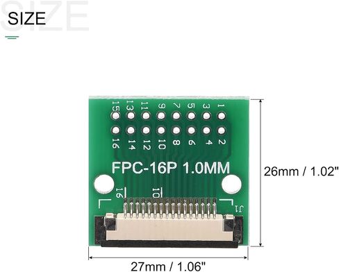 لوحة موصل محول MECCANIXITY FPC FFC 16P 1.0 مم على جانب المقبس، خلفي 0.5 مم، إلى DIP 2.54 مم لطابعة LCD ثلاثية الأبعاد DVD TV والكمبيوتر المحمول in Saudi Arabia